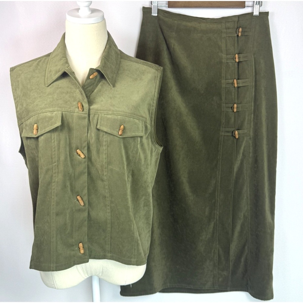 Sun River Clothing Co Green Matching Vest & Skirt Women's Size L